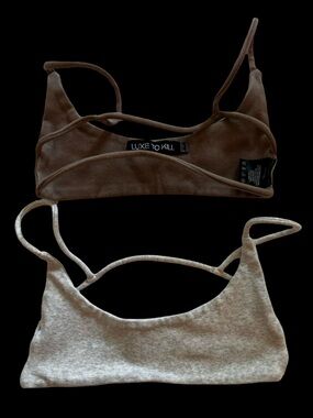 Luxe To Kill Brown Bralette + Heather Gray Bralette Set